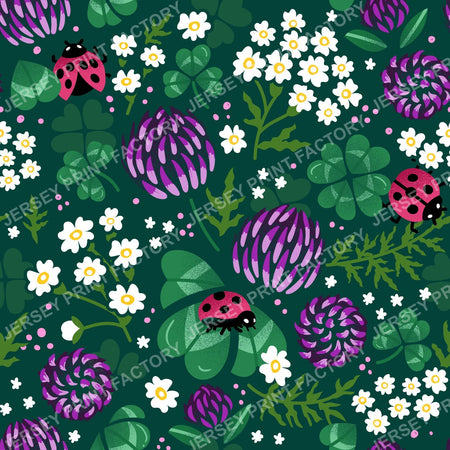 Lucky Clover | Clover and Ladybugs | Dark Green