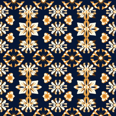 Navy Gold Ethnic Floral Seamless Pattern