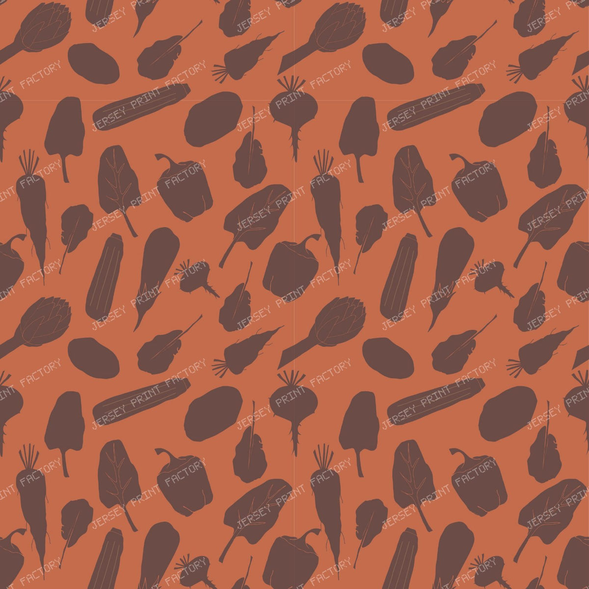 Farmer Market Veggies Multicolor — Brown on Terracotta