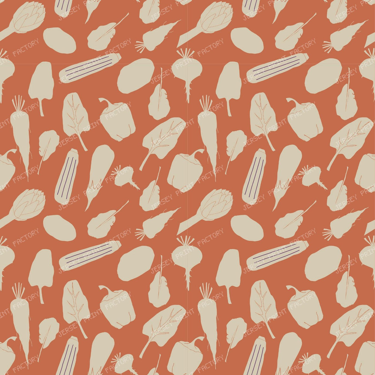 Farmer Market Veggies Multicolor — Dusty Pink on Terracotta