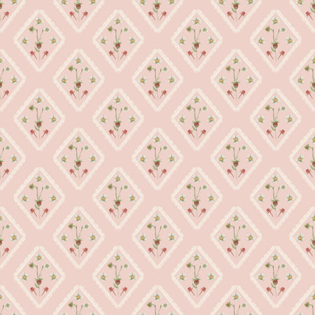 Pink Floral & Strawberry Fruits and Leaves