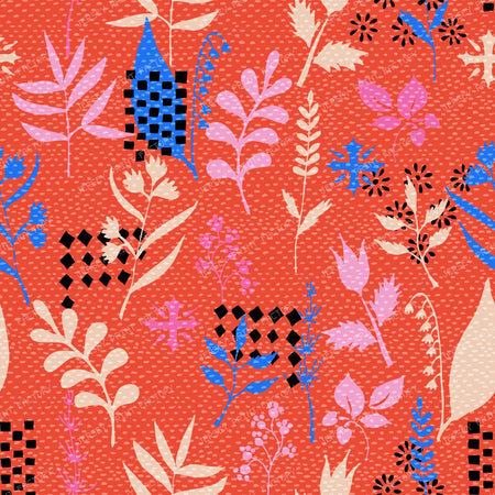 Mother Earth — Tropical Leaves & Shells in Coral Red