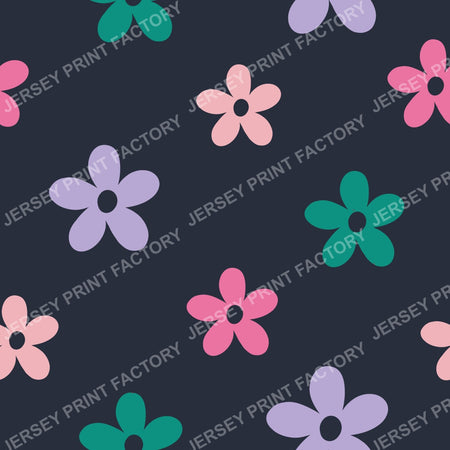 Simple pastel flowers on navy blue