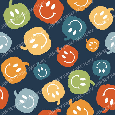 Friendly Halloween Happy Face Pumpkins Navy
