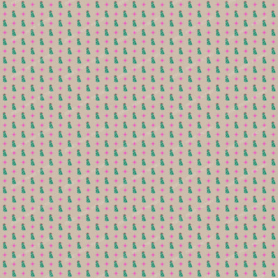 Whimsical Winter Mistletoe and Pink Stars on Beige
