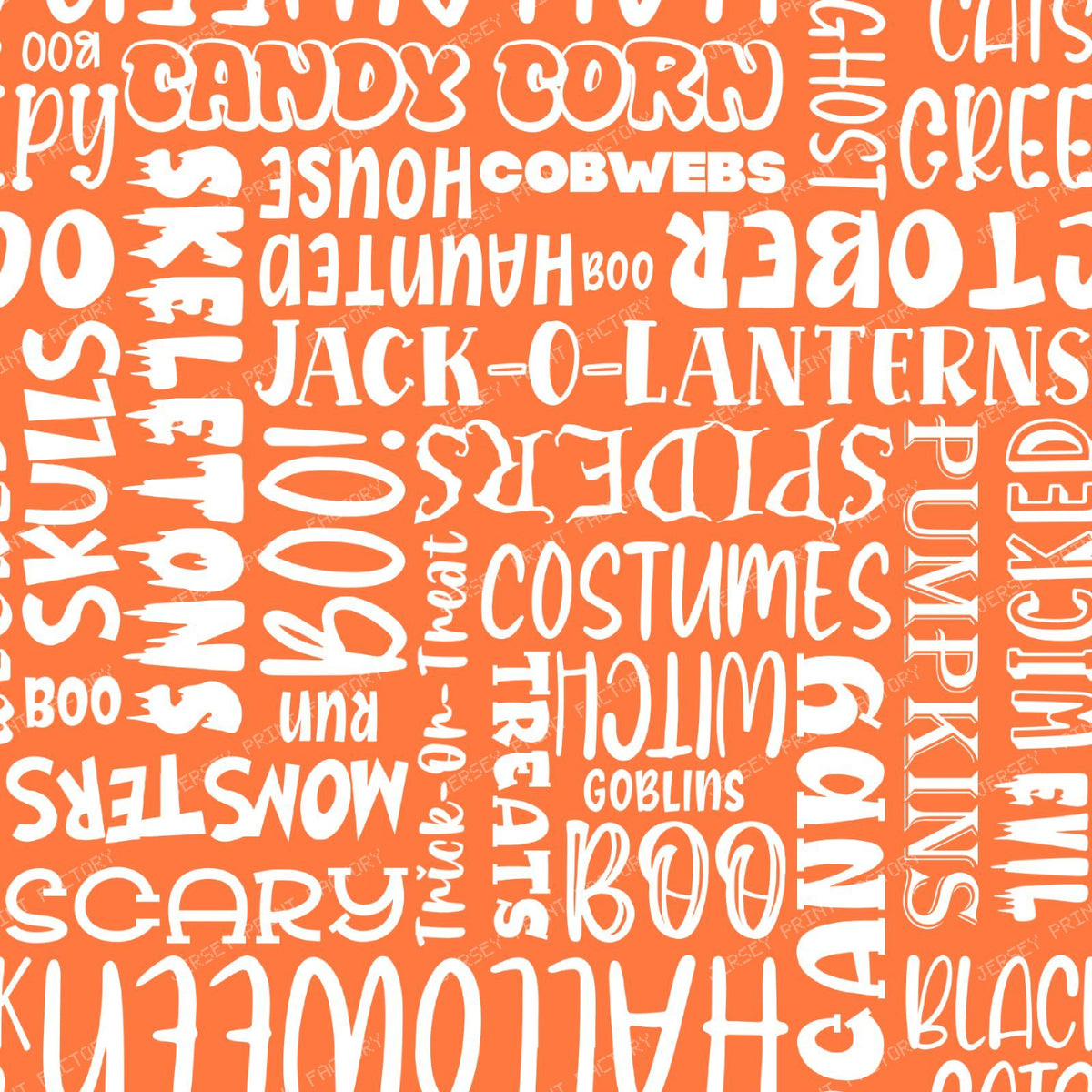 Halloween Word Cloud Sayings White On Orange