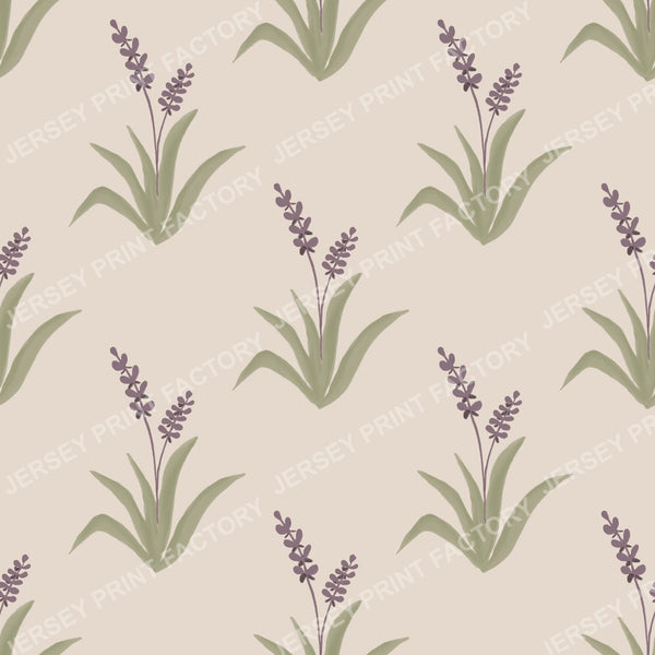 Minimalist Watercolor Lavender Seamless Floral Pattern