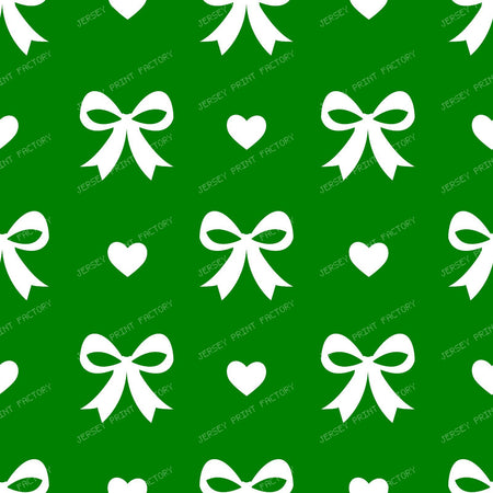 Bow Pattern, Coquette Bow, Ribbon, Cute Bow, White Bow, Hearts, Black — Green 3