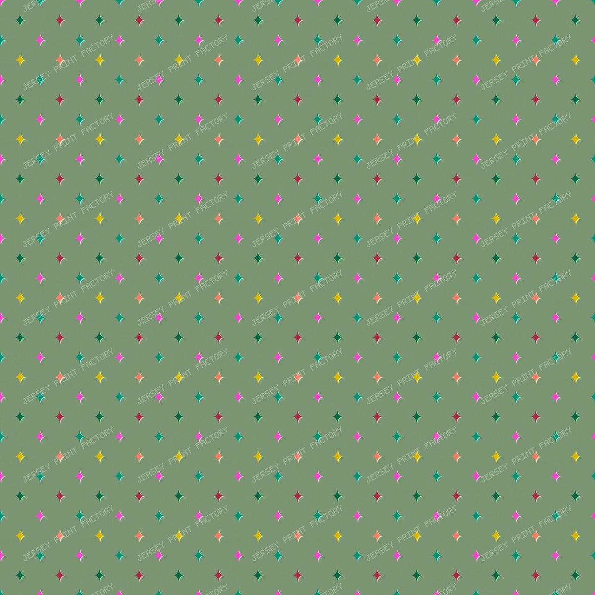 Colourful sparkle stars on Muted Green2