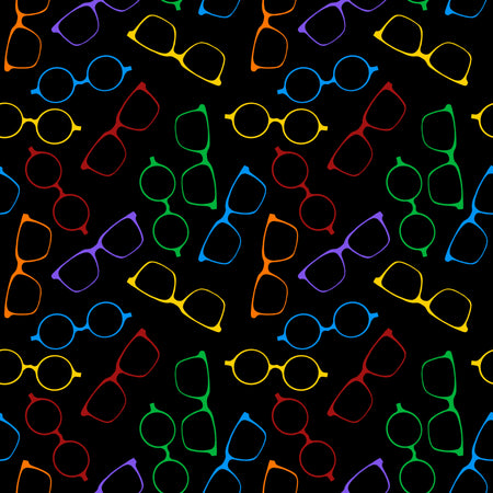 Rainbow Eyeglasses on Black Background
