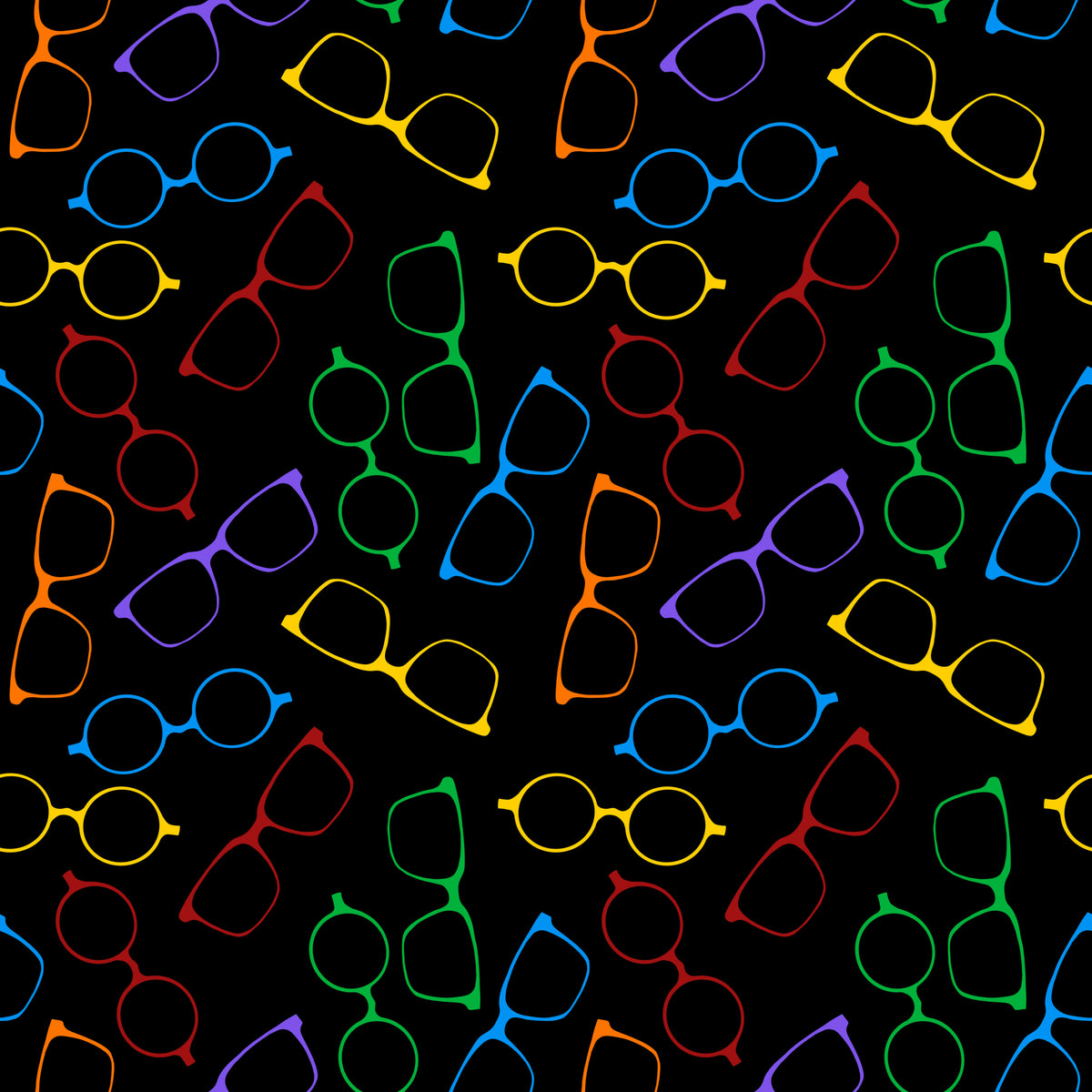 Rainbow Eyeglasses on Black Background