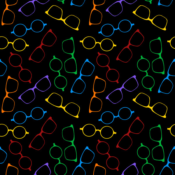 Rainbow Eyeglasses on Black Background