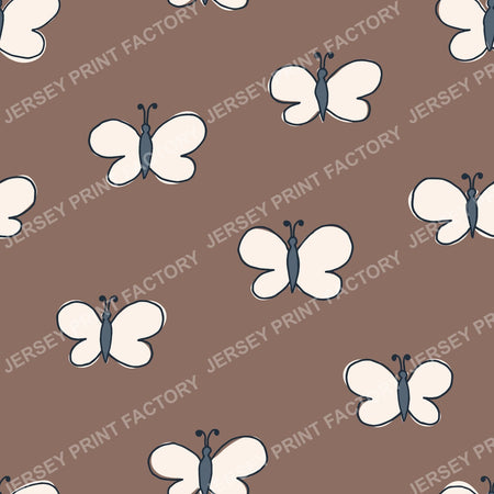 Retro Folk Art Butterflies Cocoa Brown