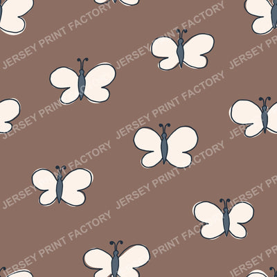 Retro Folk Art Butterflies Cocoa Brown
