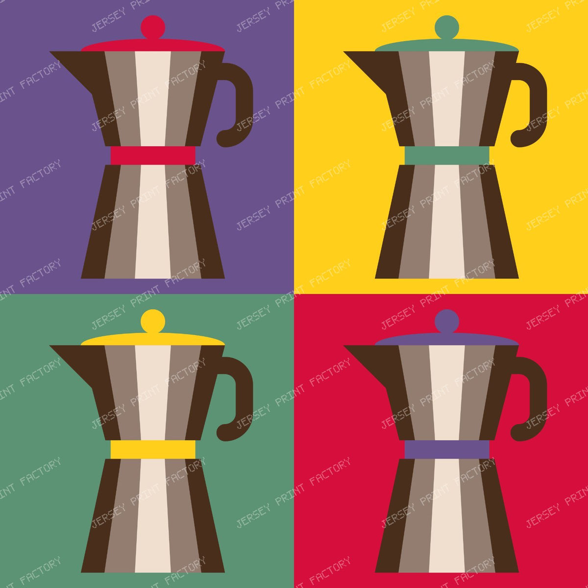 Coffee Pot, Moka Pot, Pop Art, Colorful Squares — Colorful 2