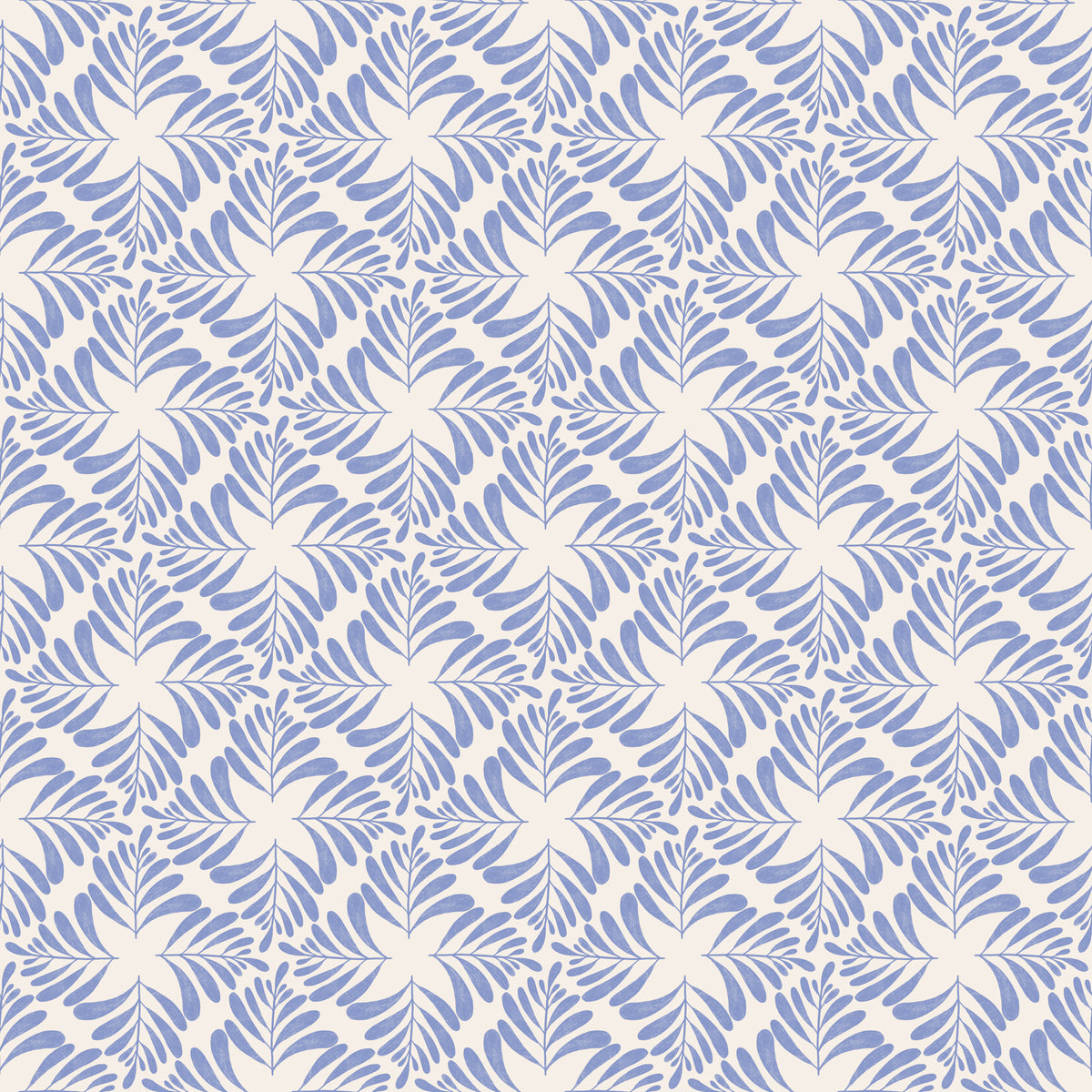 Fern Blockprint Blue