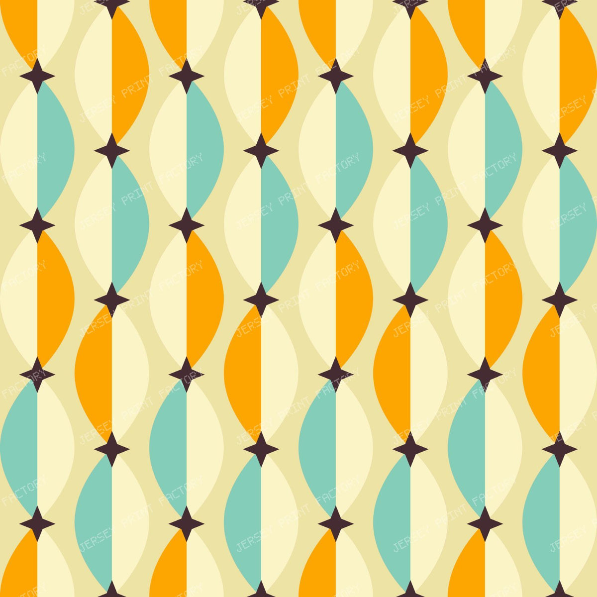 Retro Almonds and Stars Duotone Lattice Pale Yellow