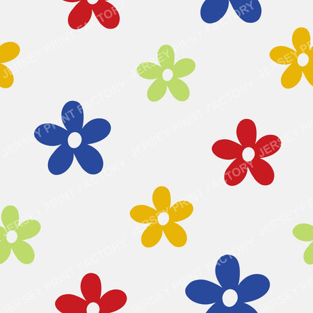 Bright simple flowers on white