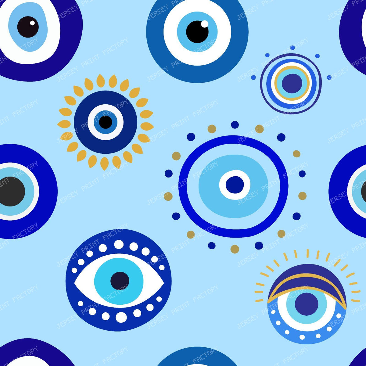 Evil Eye Pattern, Turkish Eye, Nazar, Mati, Mataki, Hamsa — Blue 1
