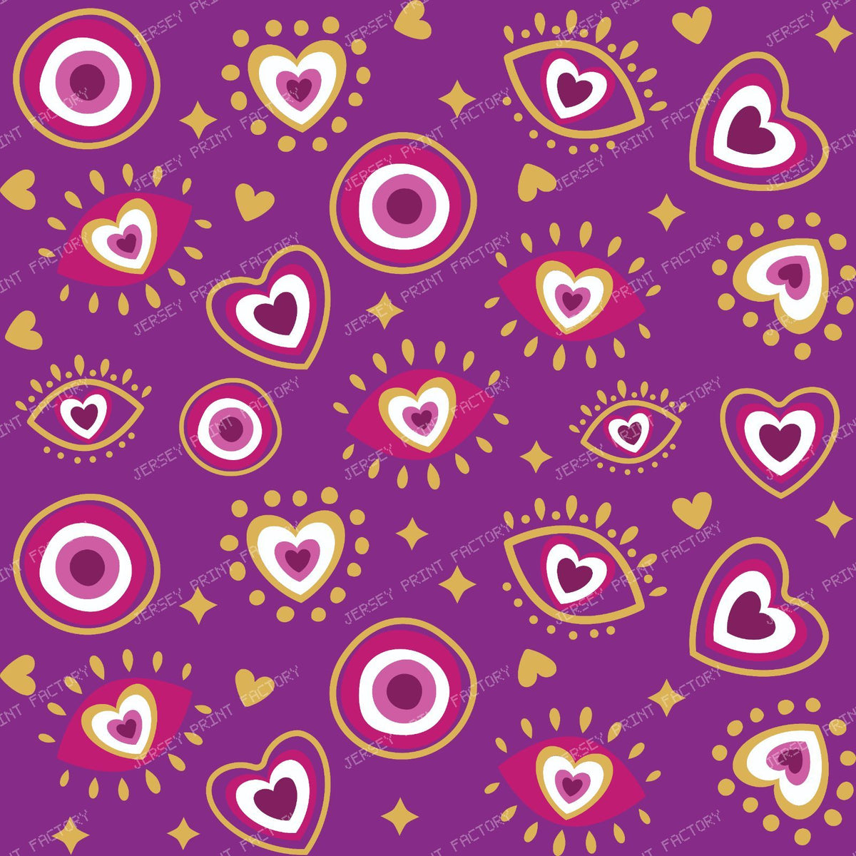 Evil Eye Pattern, Turkish Eye, Mati, Nazar, Hearts, Blue, Gold — Pink 2