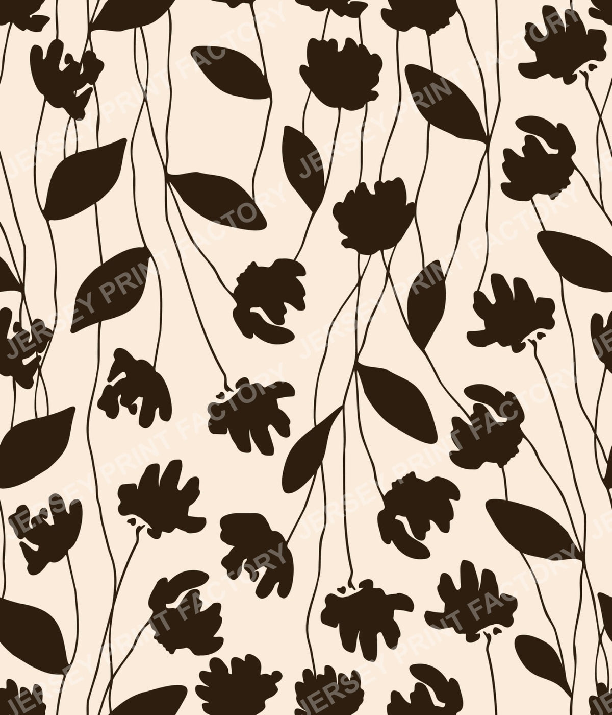 Floral Web - Dark Brown on Cream