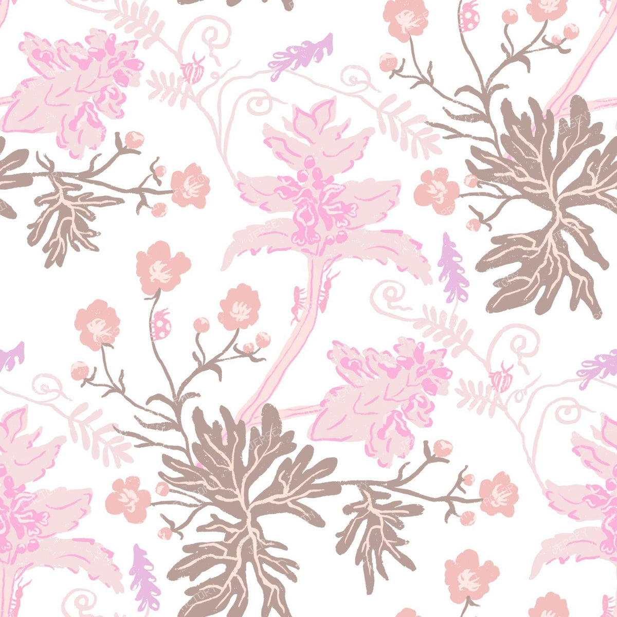 Alpine meadow floral botanical — blush pink