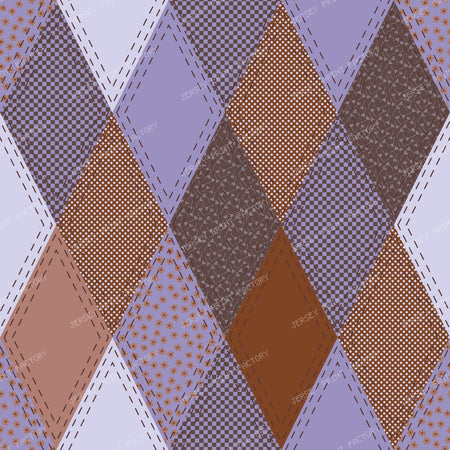 Folk Art Patchwork Floral Applique Pattern multi purple