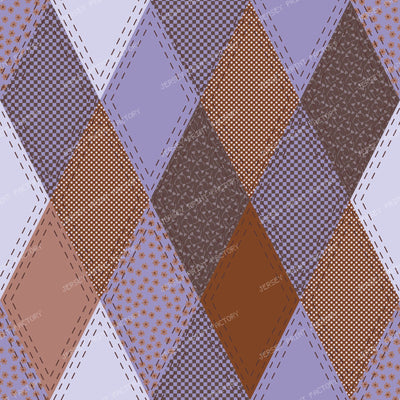 Folk Art Patchwork Floral Applique Pattern multi purple