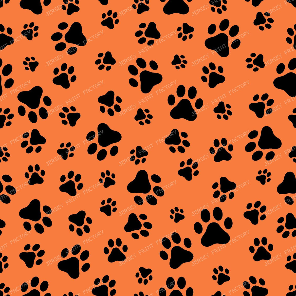 Pattern Of Paws, Dog Paws, Black and White — Orange 4
