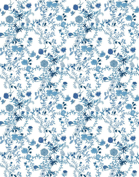 Botanical Blue on BlueTrailing Floral and VInes