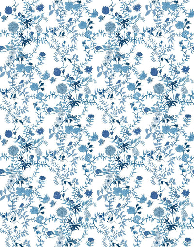 Botanical Blue on BlueTrailing Floral and VInes