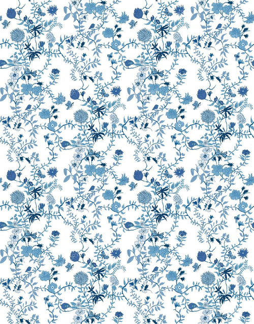 Botanical Blue on BlueTrailing Floral and VInes