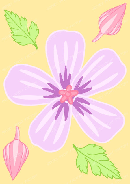 Pastel Herb Robert Wildflower Pattern