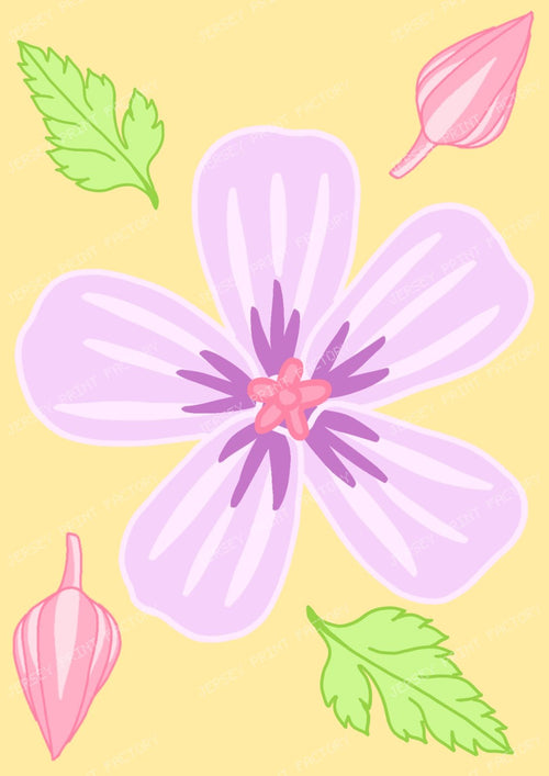 Pastel Herb Robert Wildflower Pattern