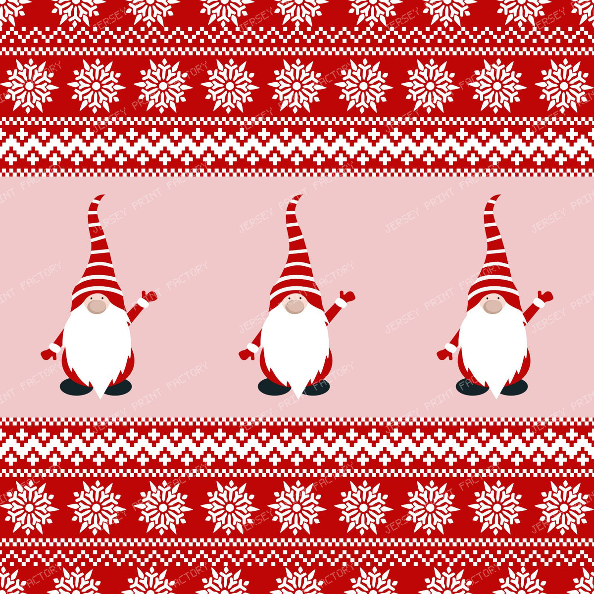 Ugly Christmas Sweater, Snowflakes, Cute Gnome, Blue — Red