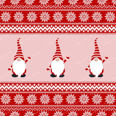 Ugly Christmas Sweater, Snowflakes, Cute Gnome, Blue — Red