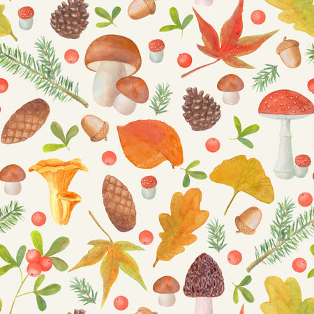 Seamless autumn watercolor hand drawn pattern