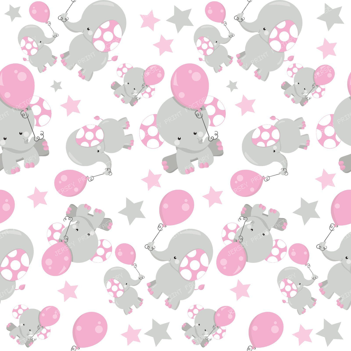 Pattern Of Blue Elephants, Cute Elephants, Stars — Pink 2
