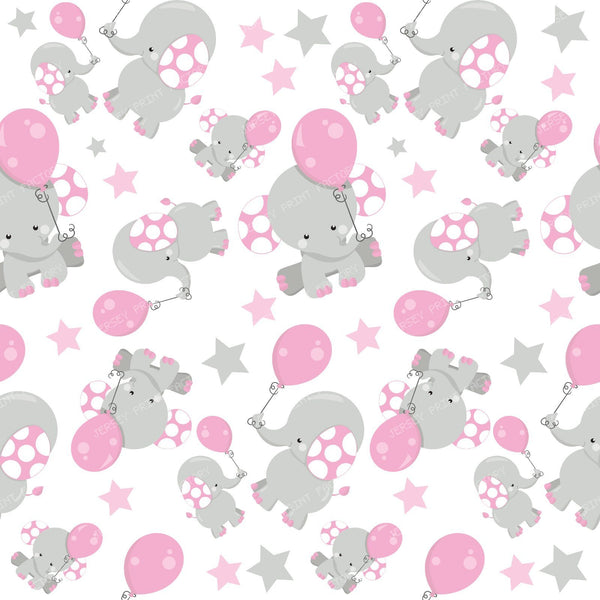 Pattern Of Blue Elephants, Cute Elephants, Stars — Pink 2