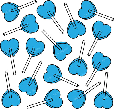 Blue Lollipops, Heart Lollipops, Lollipop Pattern — Blue 16