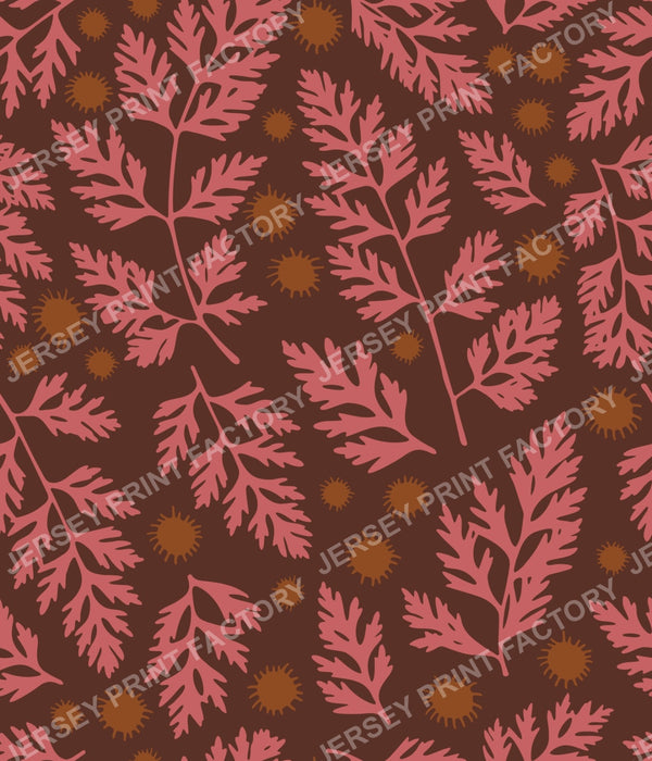Forest Ground Botanical Fern Leaves - Blush Pink and Brown