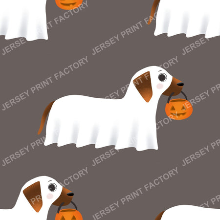 Trick Or Treat Dachshund Dog Halloweenie – Ghost Dog On Grey