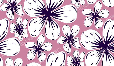 Boho Mid Century Hibiscus Flowers in Pink Peach