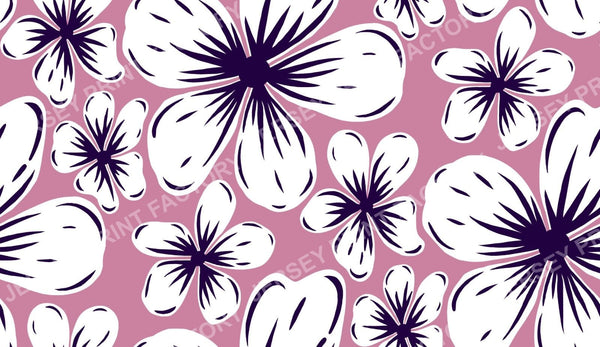 Boho Mid Century Hibiscus Flowers in Pink Peach