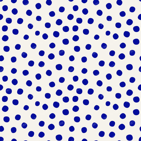 Polish Pottery Cobalt Blue Polkadots On Stoneware Ivory
