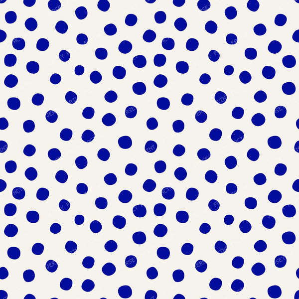 Polish Pottery Cobalt Blue Polkadots On Stoneware Ivory
