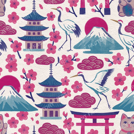 Colourful pastels springtime Japan - Dark Pink and Blue
