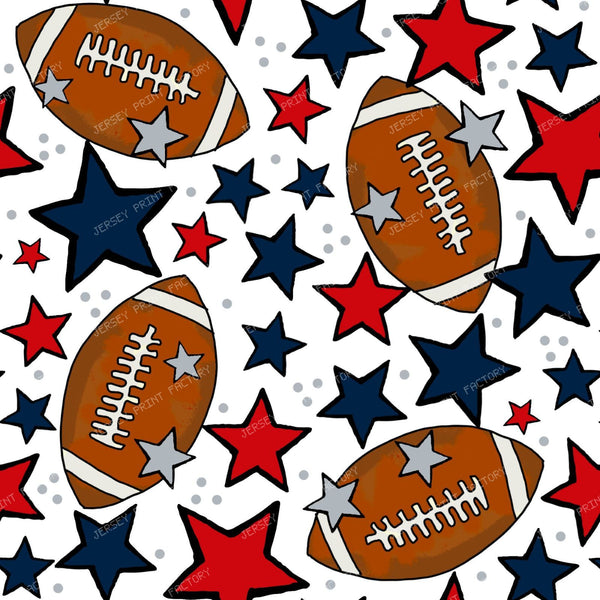 Footballs and Stars in Red and Navy