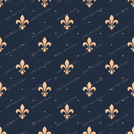 Elegant Gold Fleur-de-Lis Pattern on Dark Blue