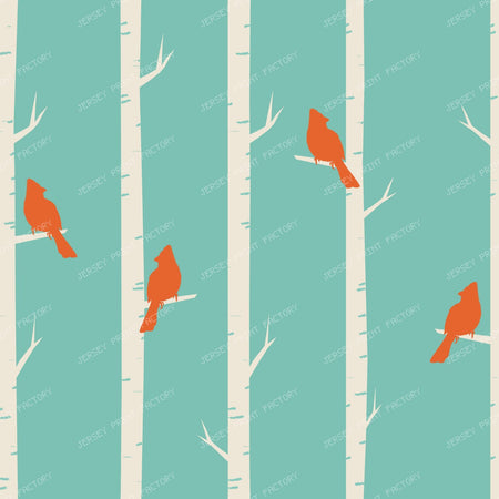 Cardinal Bird, Gray Bird, Bird Silhouette, Birch — Orange